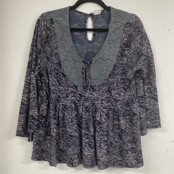 Akemi & Kin Paisley Print 3/4 Sleeve Flare Boho Blouse Womens S Cottage Core - Picture 1 of 10